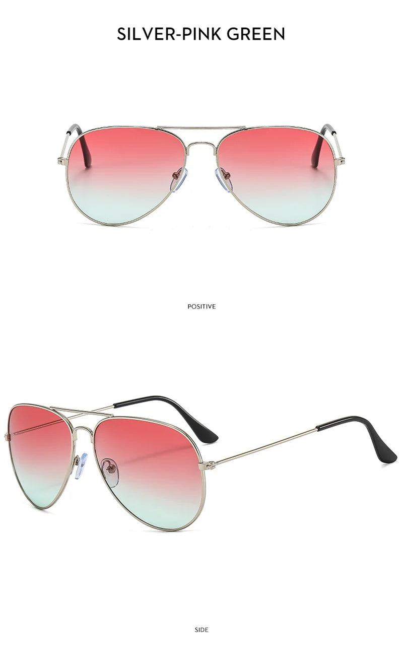 Double Bridge Aviator Sunglasses – Alloy Frame Gradient Lenses for Unisex Fashion