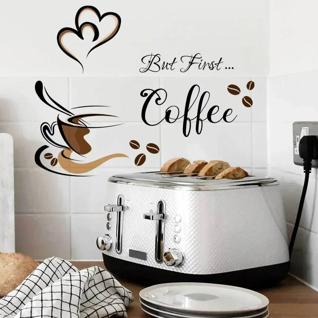 Coffee Cup Wall Stickers – Adhesive Vinyl Decals for Cafe Kitchen Decor