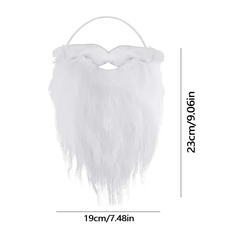 Faux White Santa Beard – Plush Costume Accessory for Kids and Adults