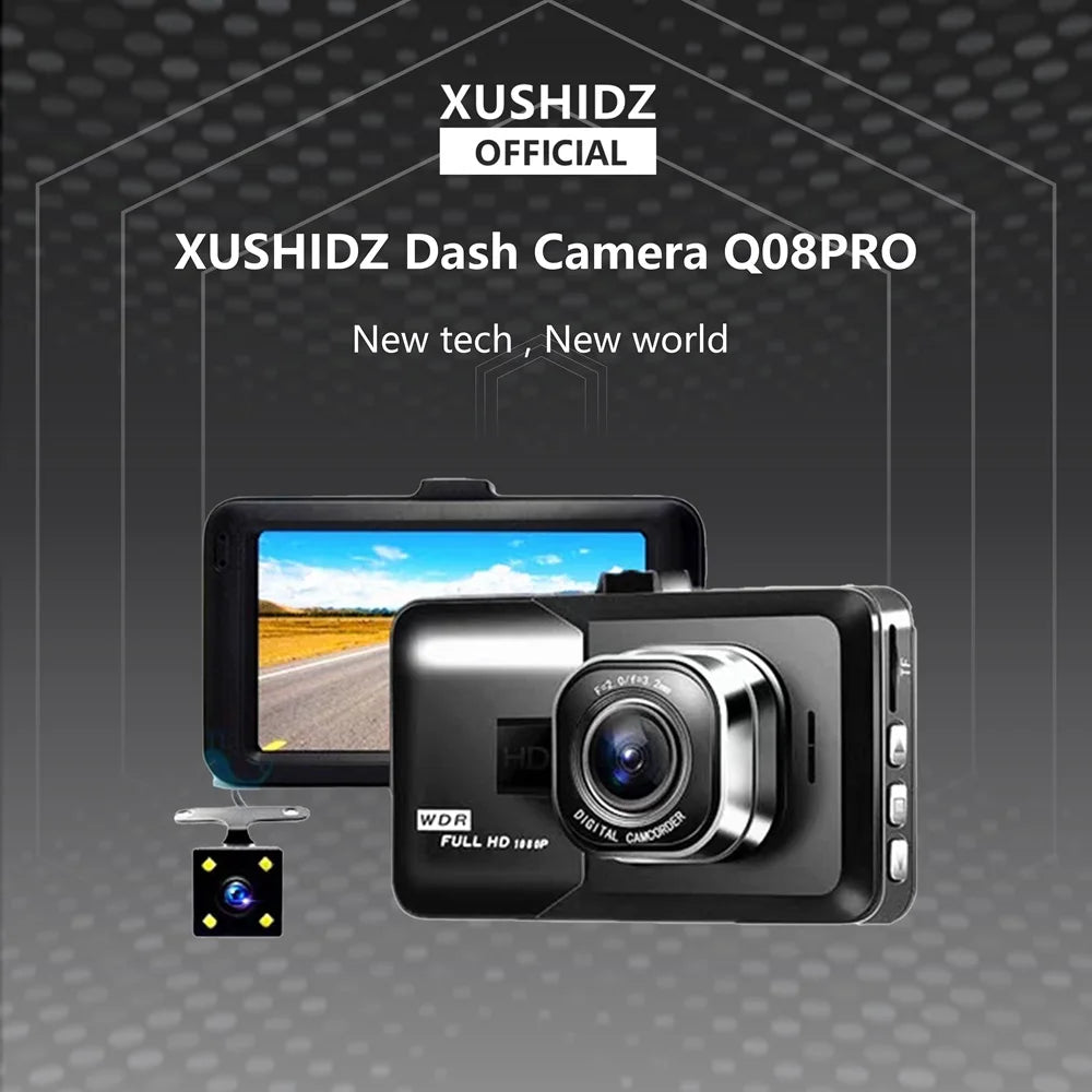 Dual Channel Dash Camera – Full HD 1080P Night Vision for Vehicle Security