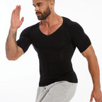 Men's Compression Shapewear Shirt – V-Neck Tummy Control for Fitness Workout