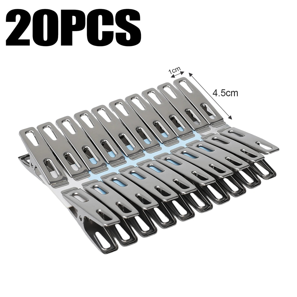 Stainless Steel Clothes Pegs – Windproof Metal Clamps for Laundry Drying