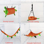 Plush Hamster Hanging Tunnel – Warm Cage Swing Set for Small Animals
