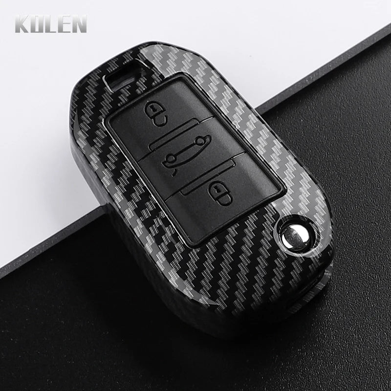 Carbon Fiber Car Key Case – Protective Fob Cover for Peugeot and Citroen