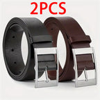 Mens PU Leather Belt – Designer Style Metal Pin Buckle for Casual Jeans