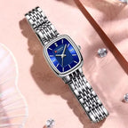 Gold Stainless Steel Quartz Watch – Elegant Square Dial for Business Fashion