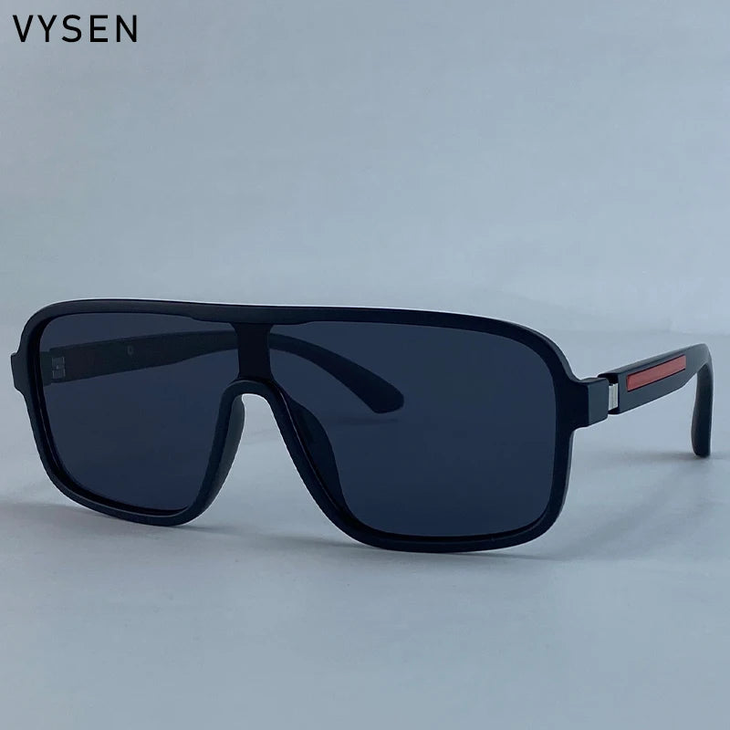 Oversized Polarized Rectangle Sunglasses – Vintage Steampunk for Men