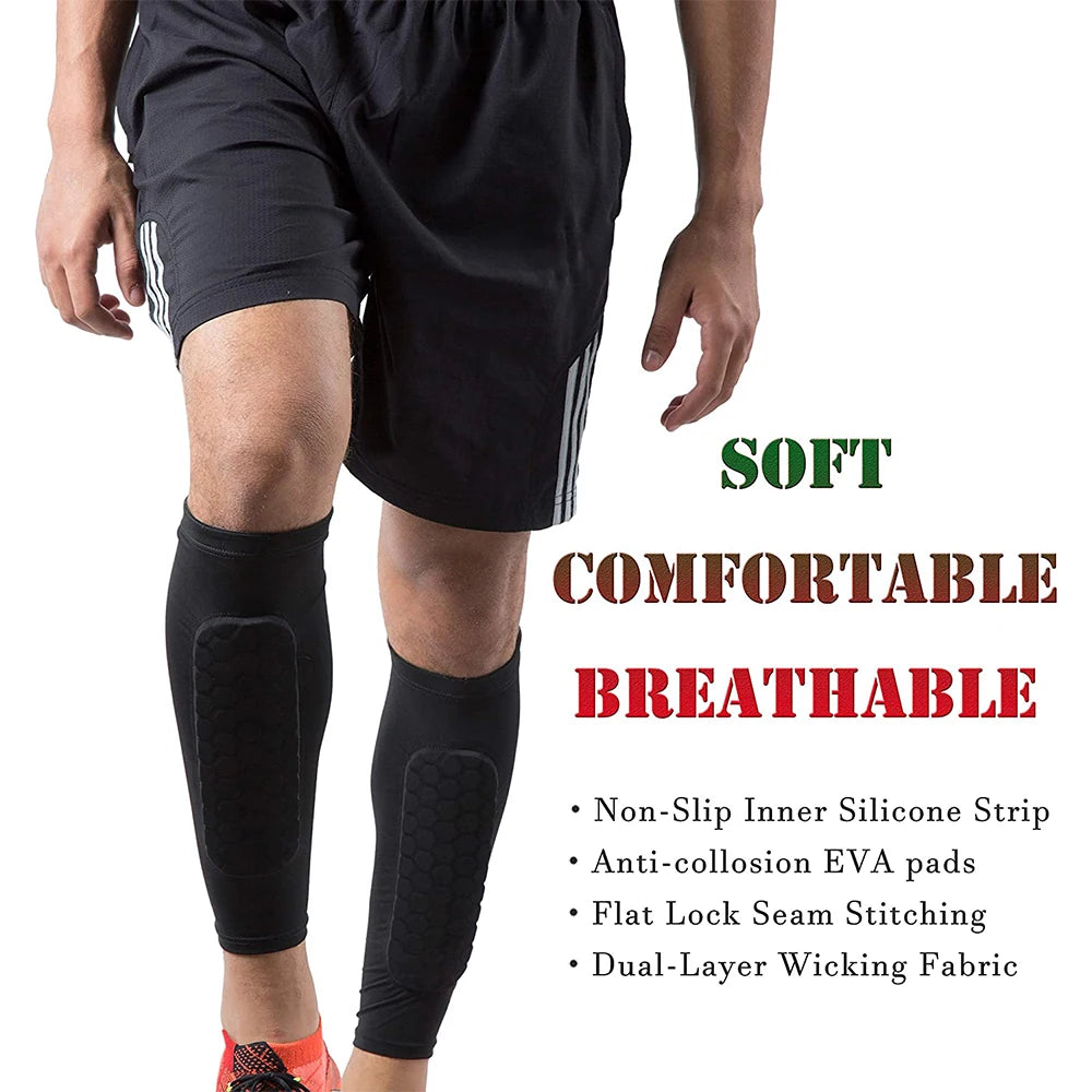 Honeycomb Soccer Shin Guards – Compression Calf Sleeves for Kids and Adults