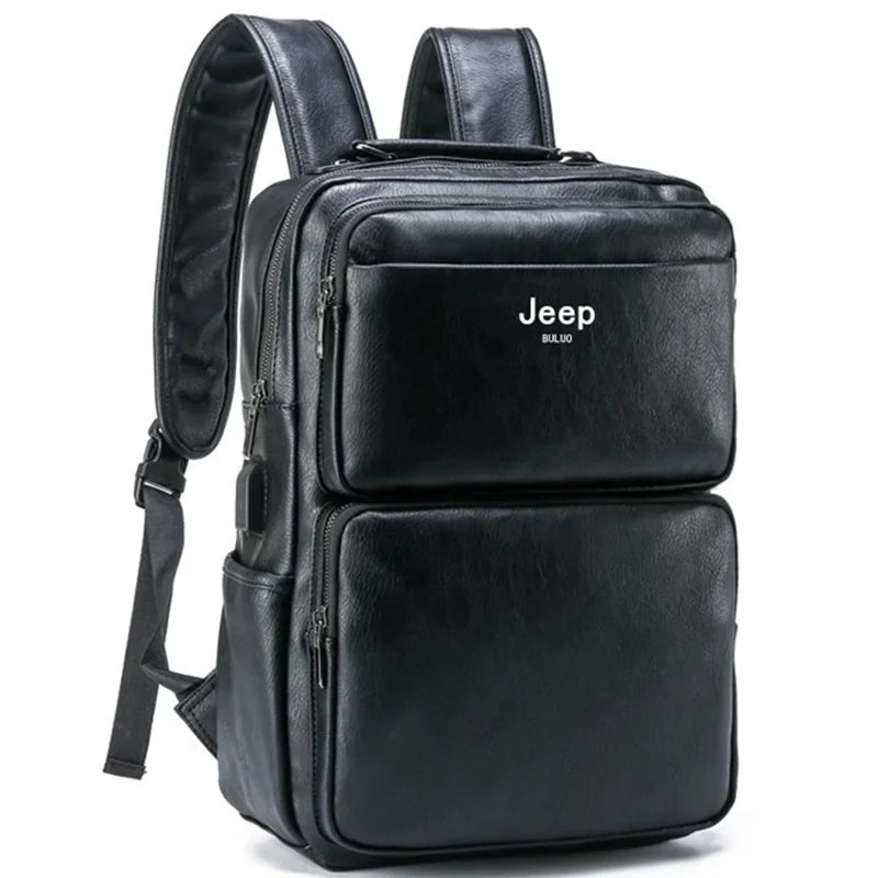 Split Leather Laptop Backpack – Large 14 Inch Travel Bag for Men