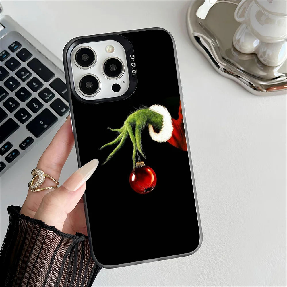 Grinch Christmas Phone Case – Plated Protective Cover for iPhone 11-16 Pro
