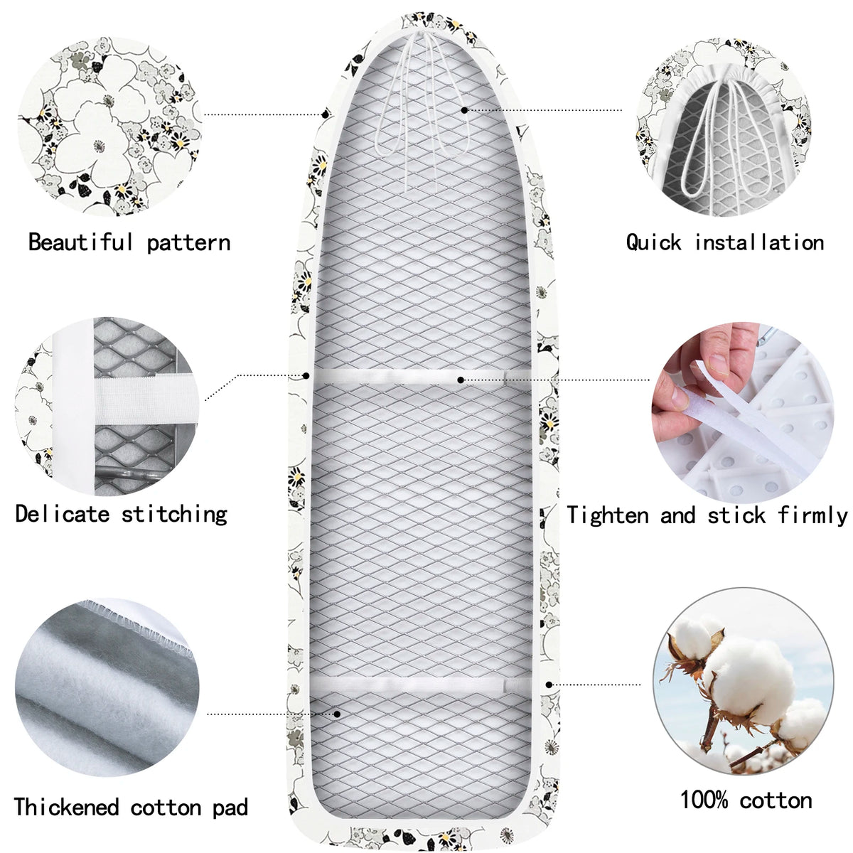 Ironing Board Cover 140x50cm – Scorch Resistant Felt Pad for Home Laundry