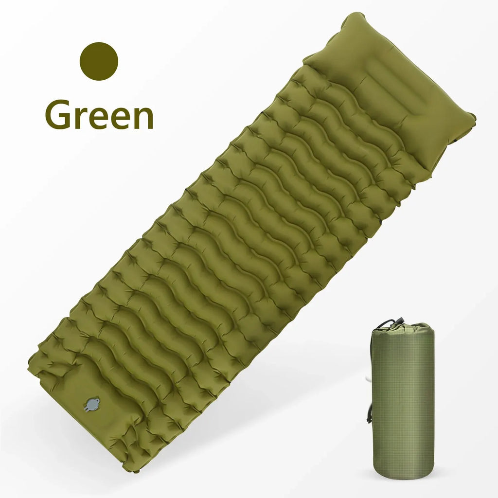 Inflatable Sleeping Pad – Built-in Pillow for Camping Hiking and Travel