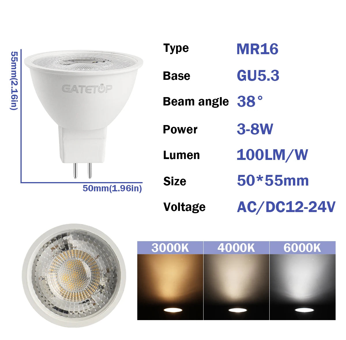 MR16 LED Spotlight Bulb – 6W GU5.3 Energy Efficient Lamp for Home Lighting