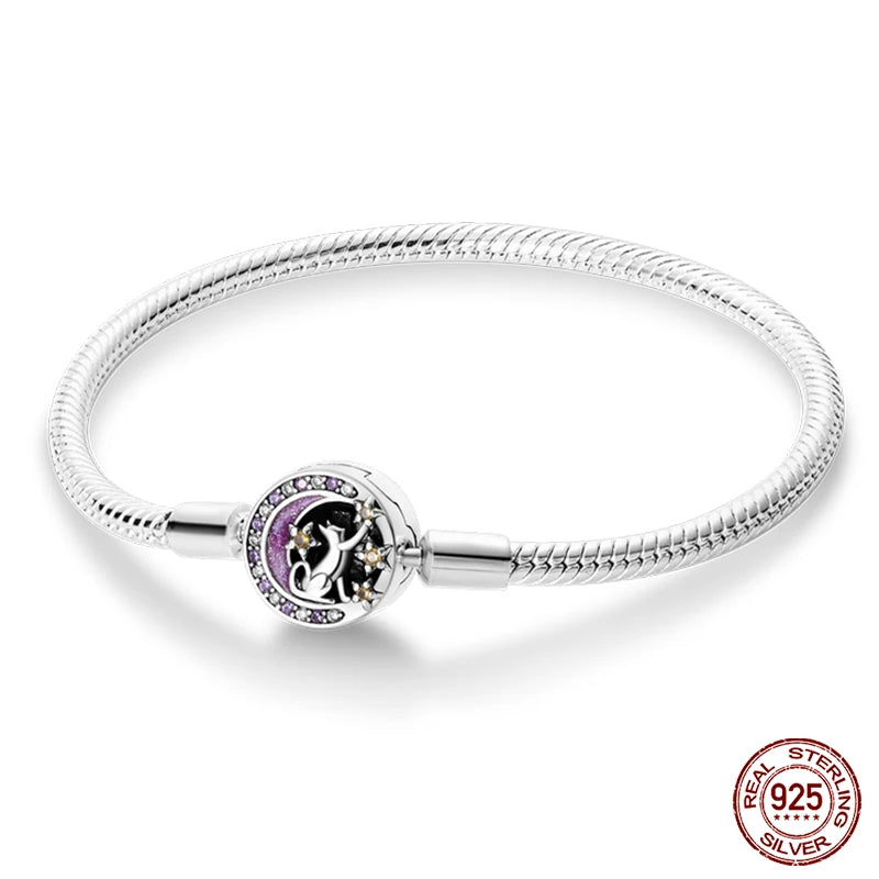 925 Sterling Silver Charm Bracelet – Adjustable Green Zircon for Birthday Gifts