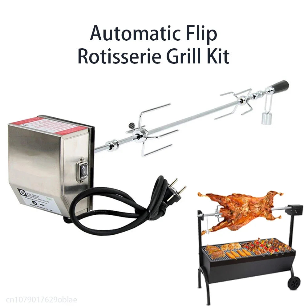 Universal Stainless Steel Rotisserie Kit – Electric BBQ Grill for Outdoor