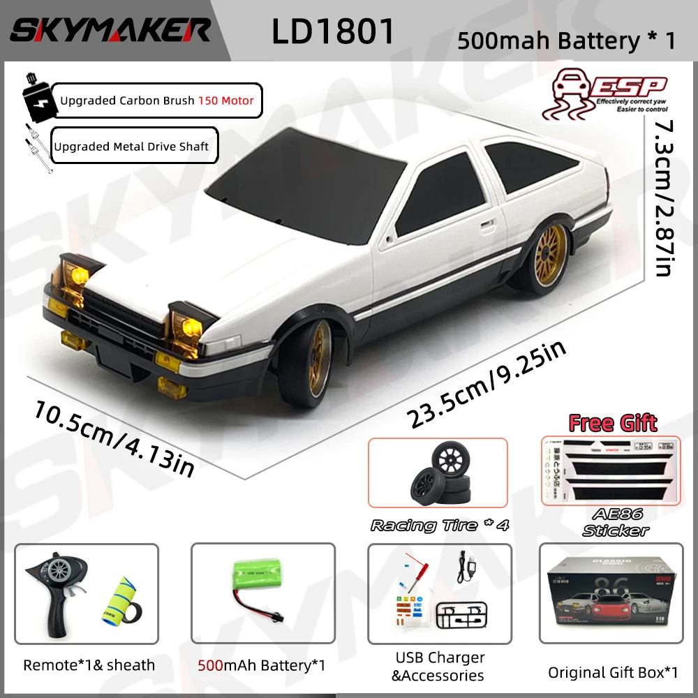 1:18 RC Drift Car – 2.4G Remote Control Vehicle with Gyro for Hobby Racing