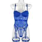 Mesh Lingerie Bodysuit Set – Backless Lace 3 Piece Lingerie for Women