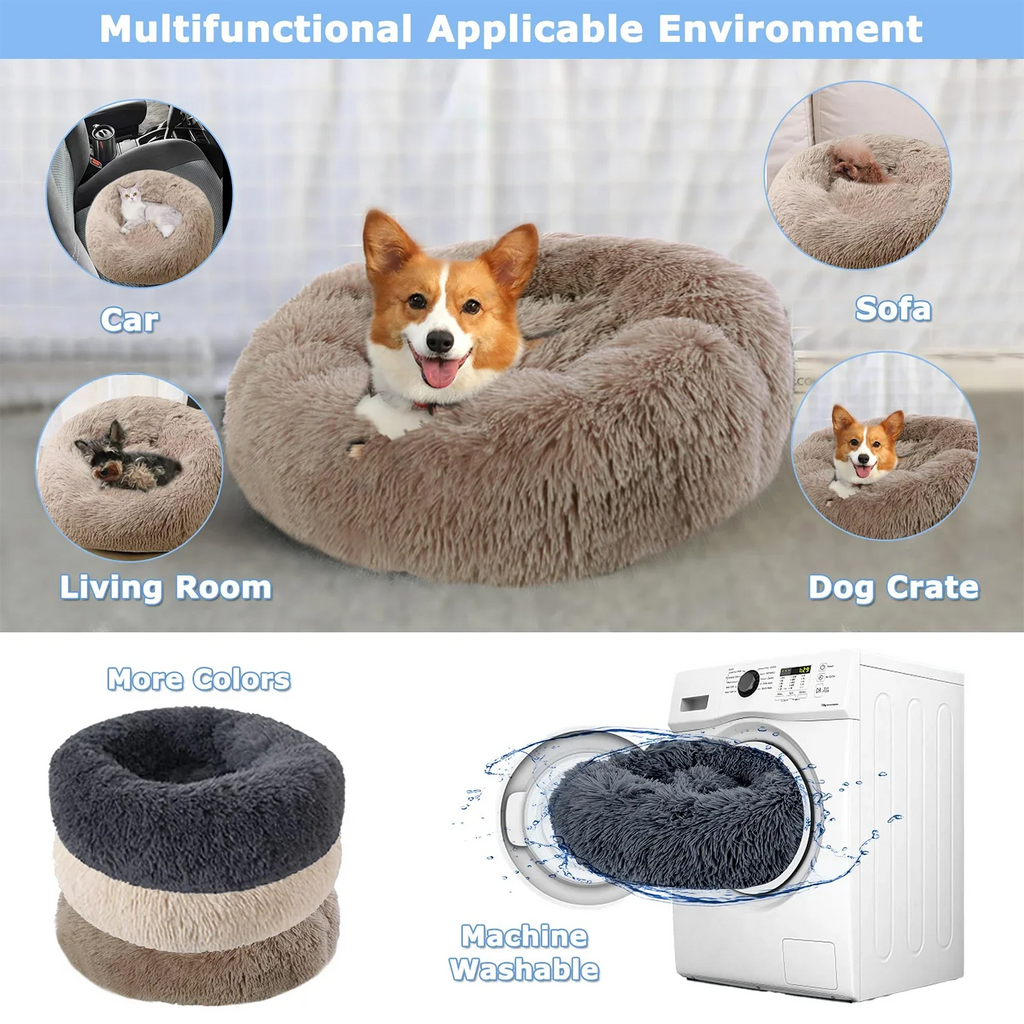 Round Plush Pet Bed – Soft Warm Sleeping Mat for Large Dogs and Cats
