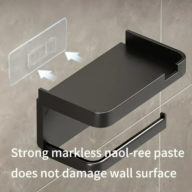 Wall Mounted Toilet Paper Holder – Plastic Storage Shelf for Bathroom