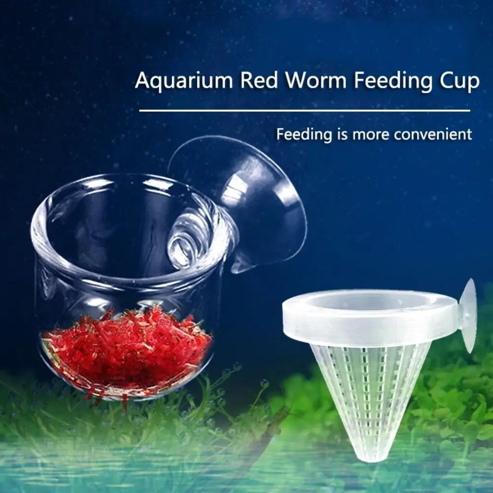 Plastic Worm Feeder Cone – Suction Cup Live Food Basket for Aquarium Fish Tanks