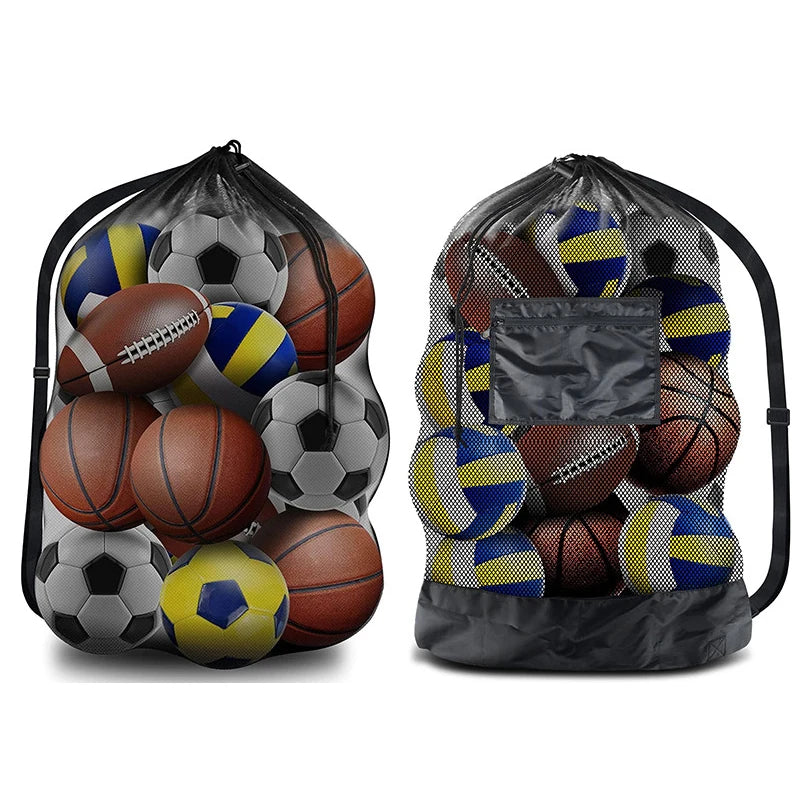 Extra Large Mesh Sports Ball Bag – Zipper Pocket Carrier for Gym and Training