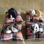 Realistic Plush Cat Figurine – Sleeping Animal Ornament for Desktop Decor