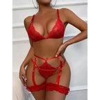 Transparent Lace Lingerie Set – Sexy 3 Piece Sleepwear for Women