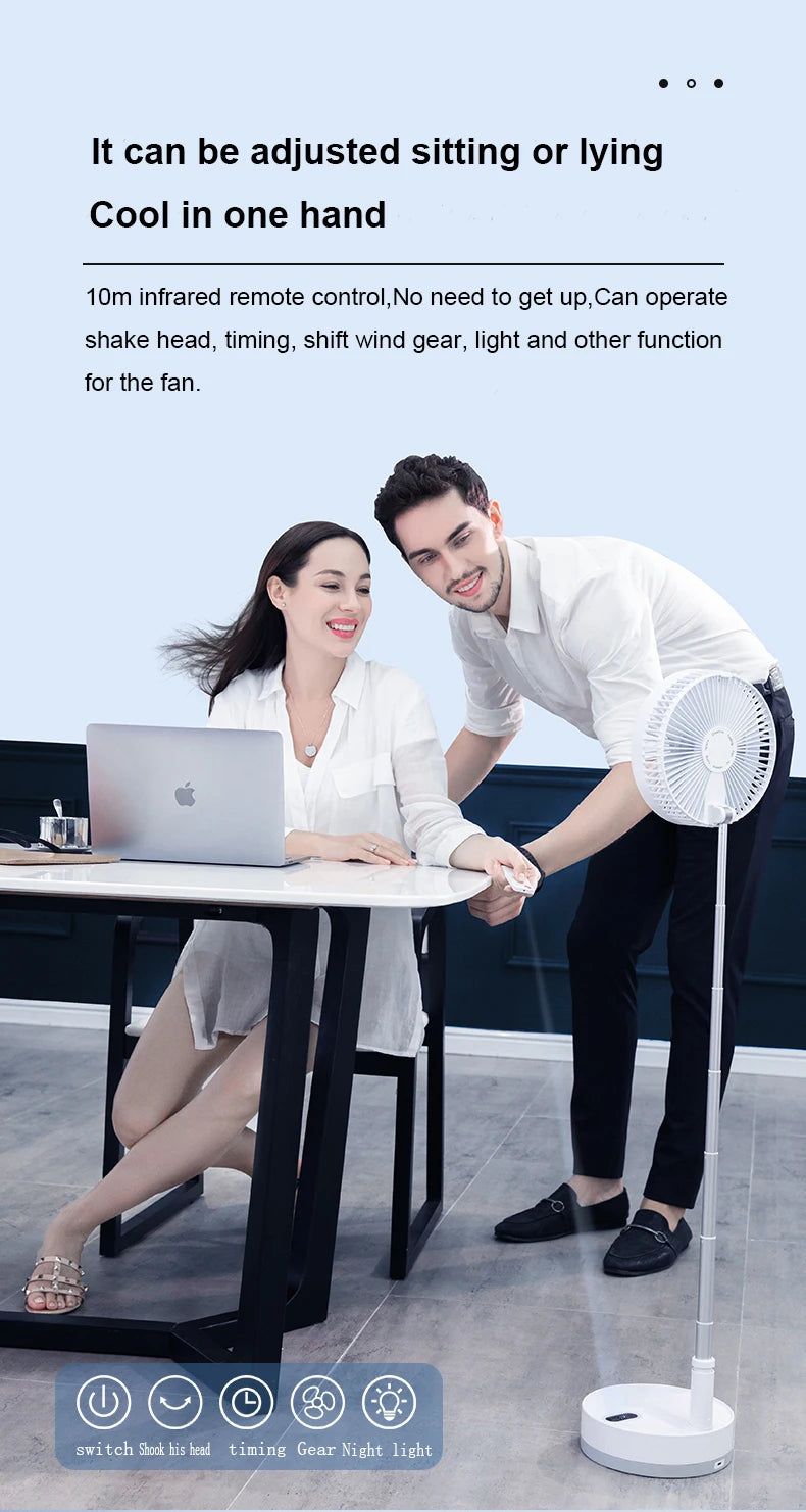 Folding Portable Desk Fan – 10800mAh Rechargeable Air Cooler for Camping