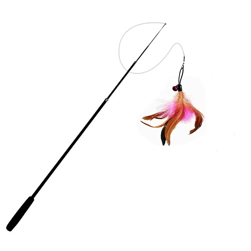 Telescopic Carbon Fiber Cat Wand – 1.8m Interactive Feather Toy for Pet Play