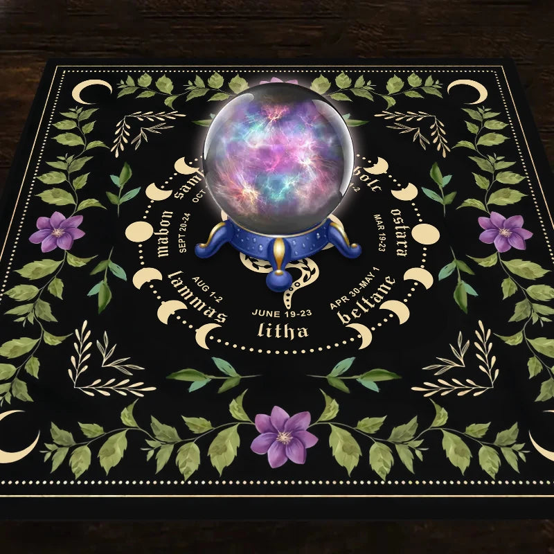 Snake Floral Tarot Tablecloth – Astrology Altar Decor for Divination Rituals