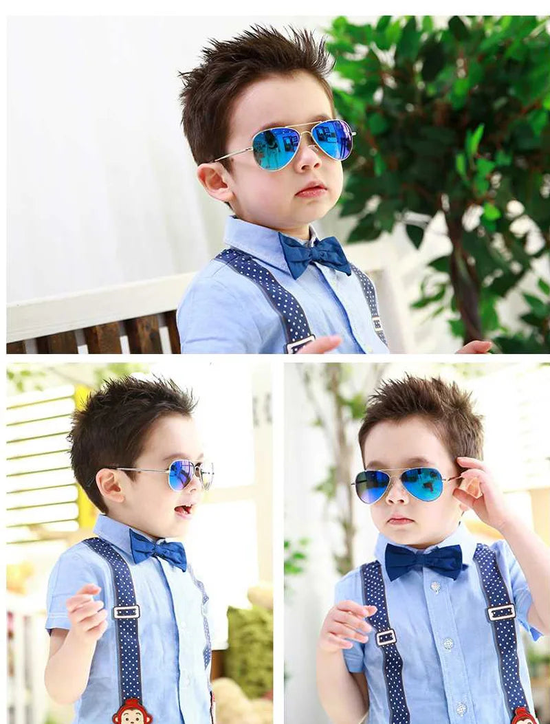 Kids Pilot Sunglasses – Reflective Metal Aviator Glasses for Boys and Girls