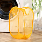 Mesh Foldable Laundry Basket – Minimalist Monochrome Hamper for Bathroom