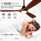 Wood Ceiling Fan with Remote – Quiet DC Motor for Living Room Home Decor
