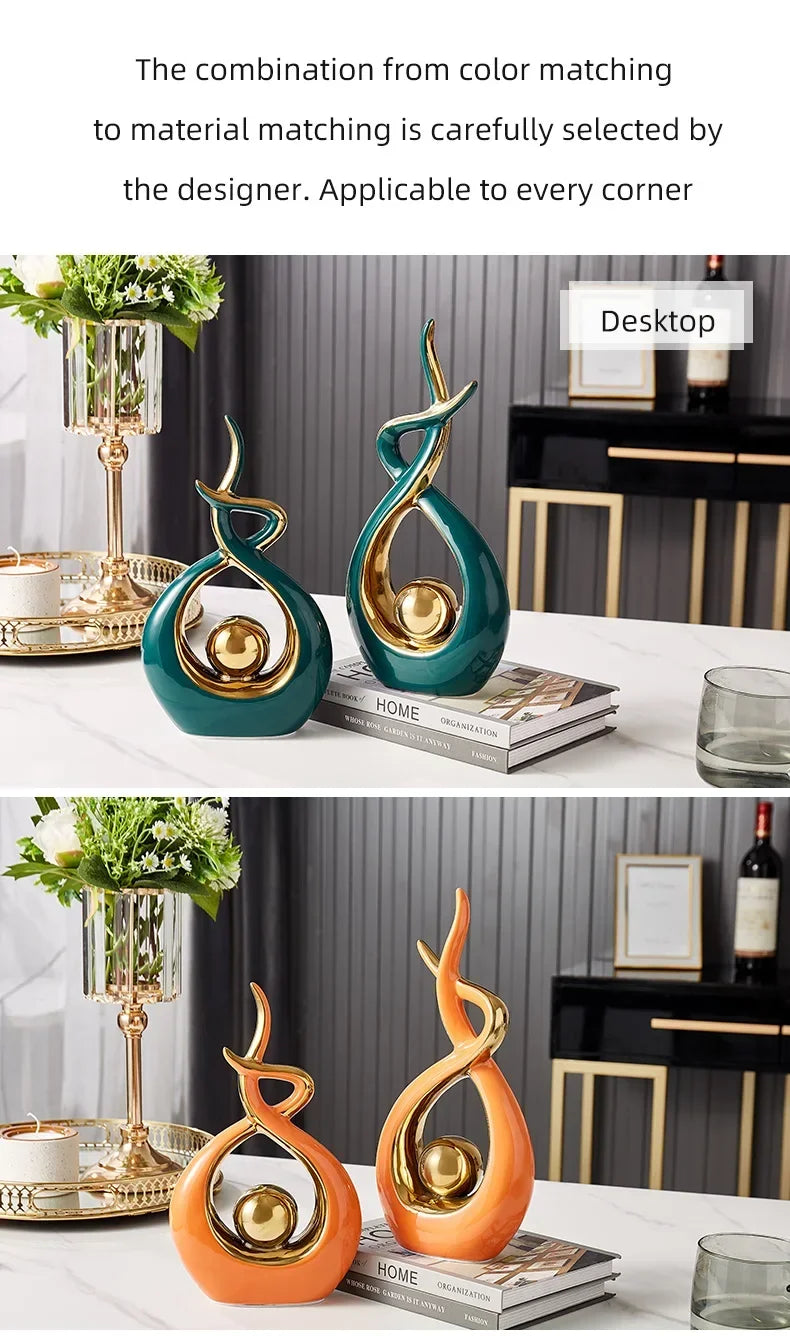 Ceramic Nordic Figurine – Modern Minimalist Statue for Home Living Room Decor