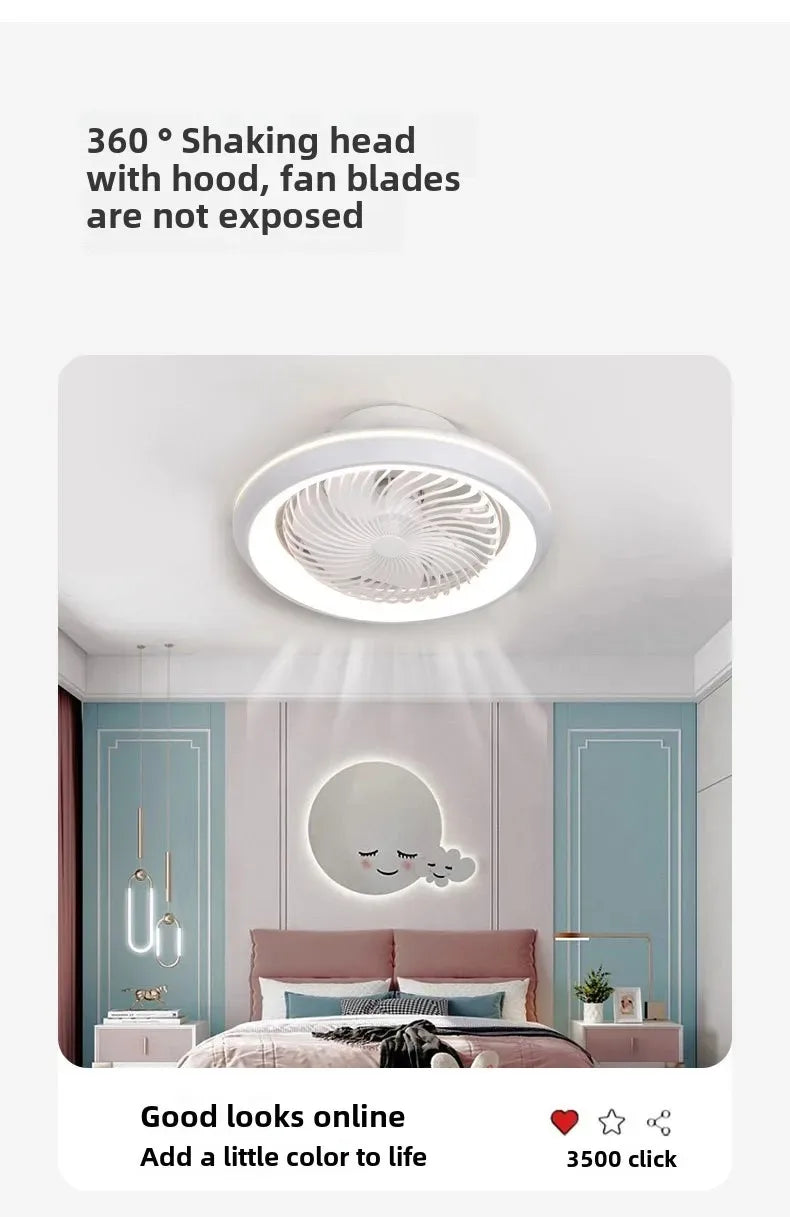 Rotating LED Ceiling Fan – 20 Inch Flush Mount Light for Modern Bedroom