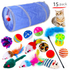 Interactive Cat Play Tunnel – Foldable Mouse and Fish Toy Set for Pets