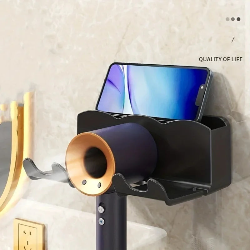 Wall Mounted Hair Dryer Holder – Adhesive Bathroom Storage Bracket