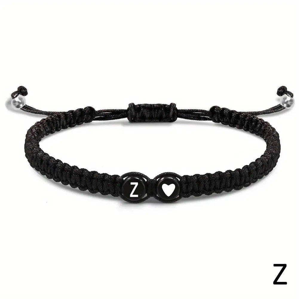 Initial Heart Braided Bracelet – Adjustable A-Z Friendship Jewelry for Gifts