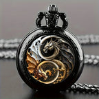 Vintage Dragon Pocket Watch – Quartz Necklace Pendant for Men and Kids