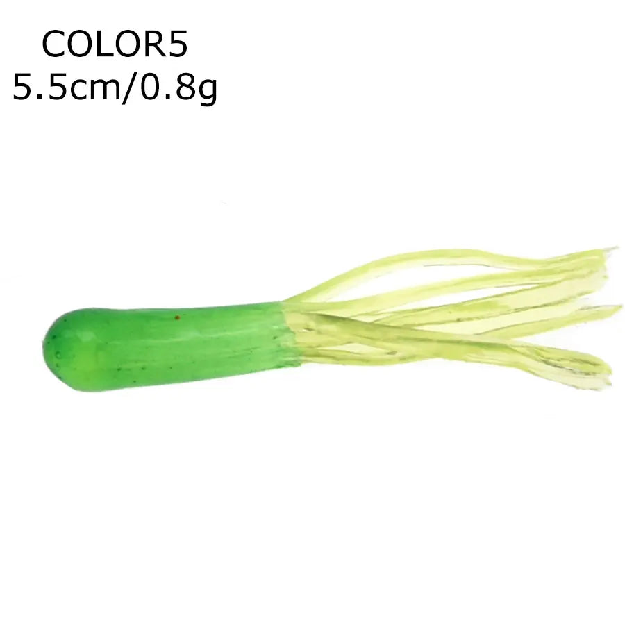 Soft Silicone Tube Worm Lure – 5cm Micro Bait for Bass Perch and Trout Fishing