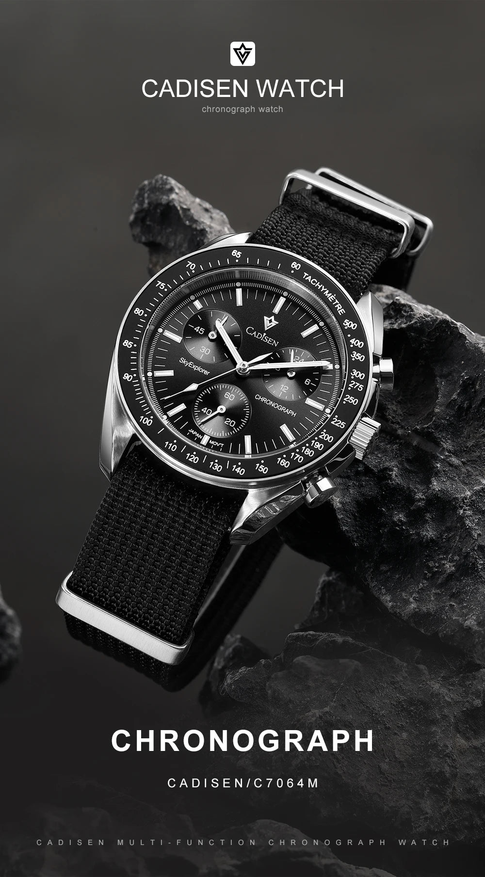 Cadisen Quartz Chronograph Watch – Sapphire Crystal for Men Business Formal
