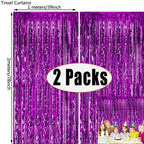Metallic Foil Tinsel Fringe Curtains – Silver Backdrop for Party Decoration