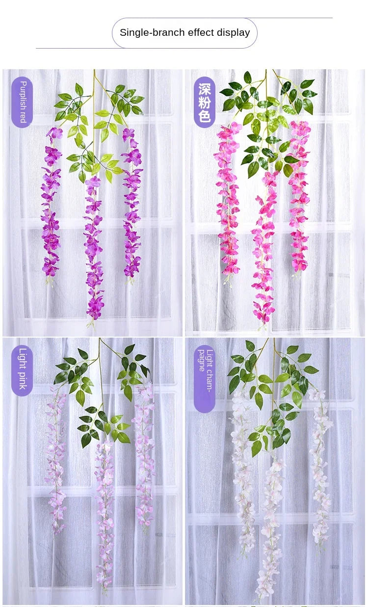 Silk Wisteria Hanging Vines – 110cm Artificial Flower Garland for Wedding Decor