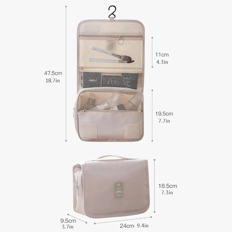 Waterproof Cosmetic Travel Bag – Hanging Toiletry Organizer for Women