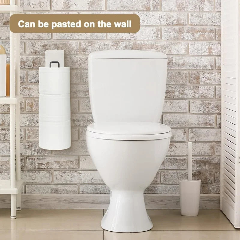 Adhesive Toilet Paper Holder – Wall Mount Bathroom Organizer for Kitchen Storage