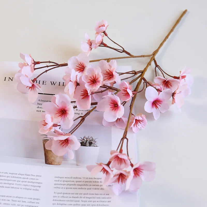 Artificial Silk Cherry Blossom Branch – 41cm Peach Floral for Wedding Decor