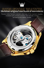 Automatic Skeleton Mechanical Watch – Leather Strap for Luxury Mens Formal Wear