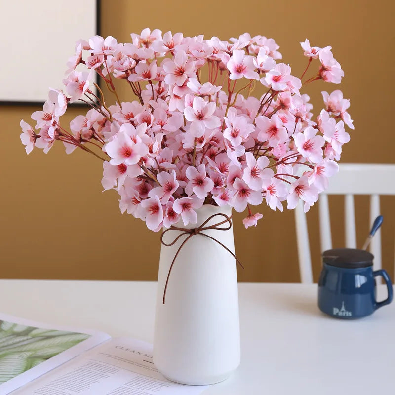 Artificial Silk Cherry Blossom Branch – 41cm Peach Floral for Wedding Decor