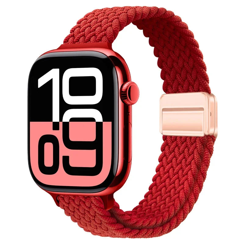 Braided Nylon Loop Watch Band – Magnetic Adjustable Bracelet for Apple iWatch