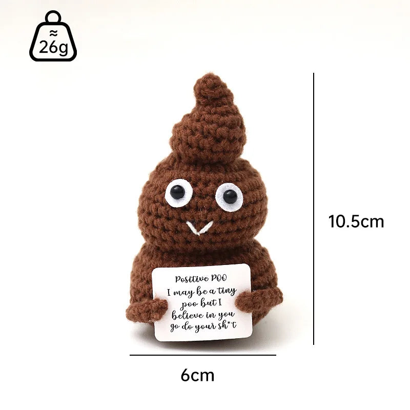 Handmade Wool Crochet Dog Doll – Positive Affirmation Plush for Home Decor